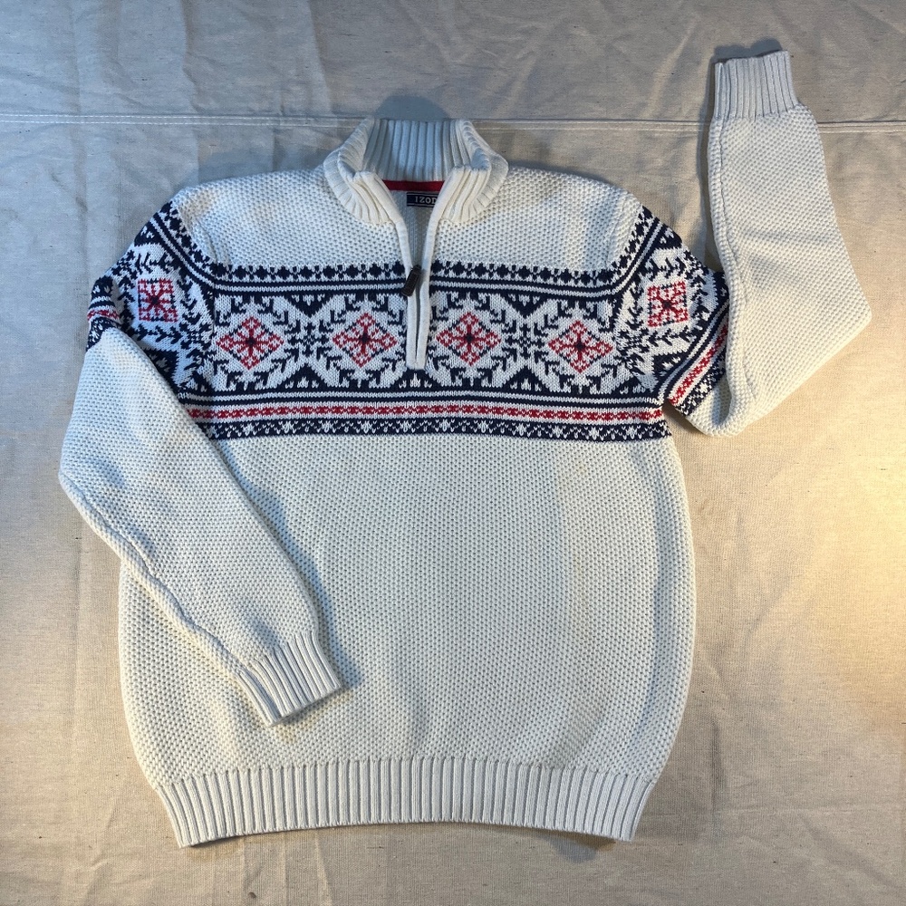 Izod Nordic Fair isle 1/4 zip sweater